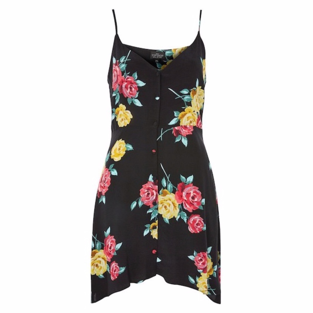 TOPSHOP Button Floral Slipdress